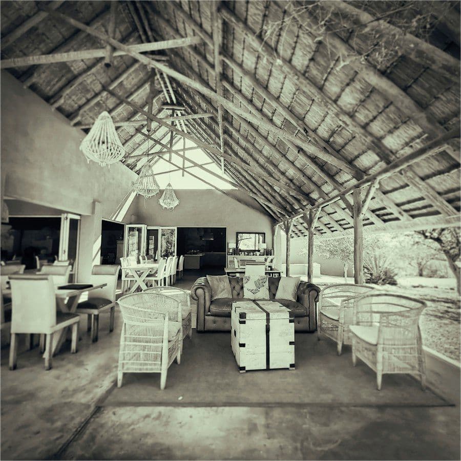 Suíte de lodge de safári preparada para hóspedes