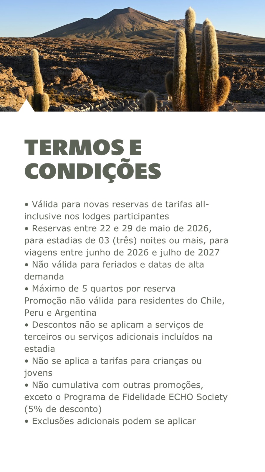 Deserto com cactos e vulcão